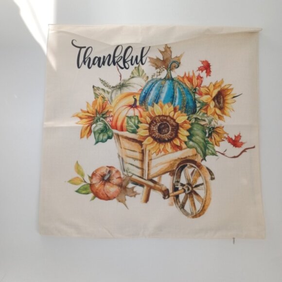 Decorative Farmhouse Fall Pillow Covers | Set of 4 | 18"x18" Cotton-Linen Blend - Picture 6 of 8